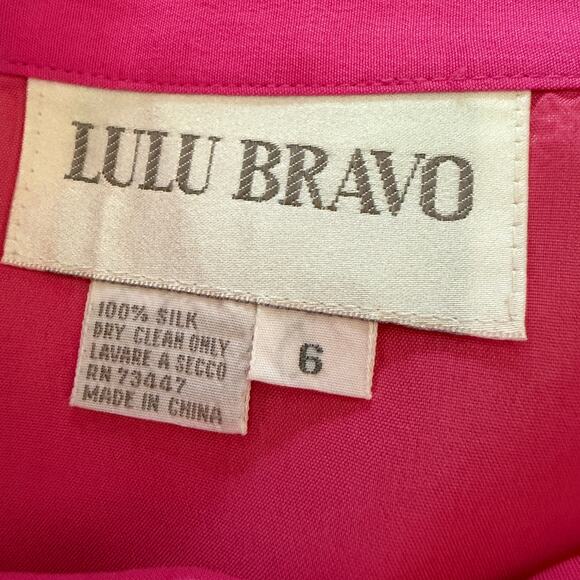 LULU BRAVO | 90s Vintage Hot Pink Silk Scalloped Scales Skirt | Size 6 - Picture 5 of 7